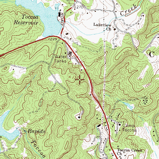 Topographic Map of Toccoa Water Reservoir, GA