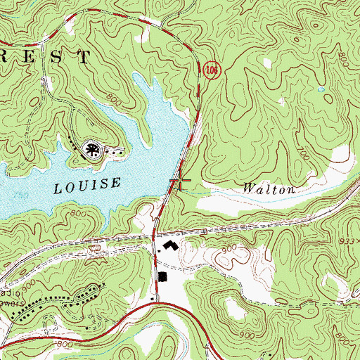 Topographic Map of Lake Louise Dam, GA