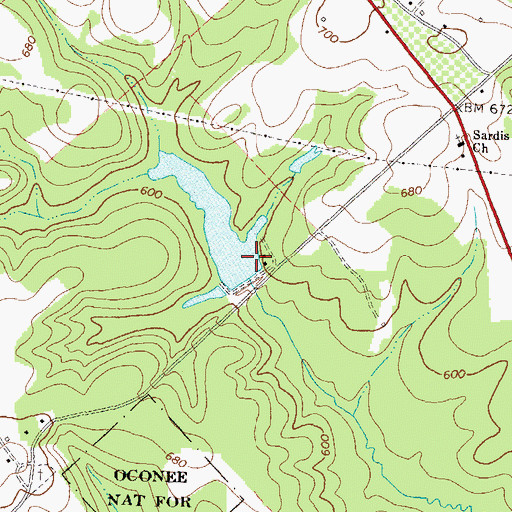 Topographic Map of Smith Lake Dam, GA