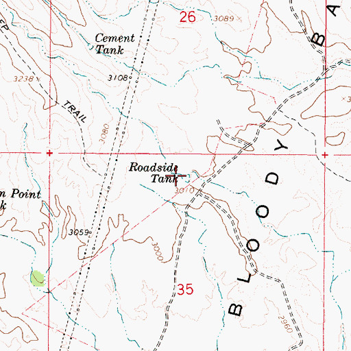 Topographic Map of Roadside Tank, AZ