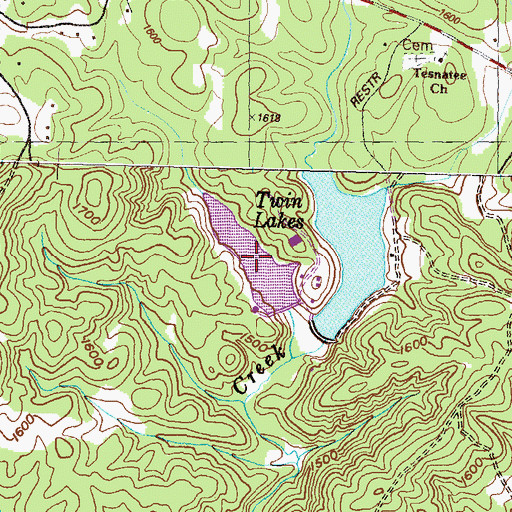 Topographic Map of Twin Lakes West, GA