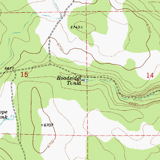 Topographic Map of Roadside Tank, AZ