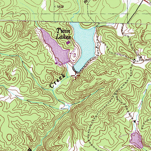Topographic Map of Twin Lakes East Dam, GA