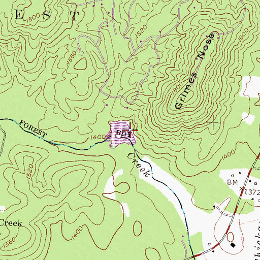 Topographic Map of Sautee Creek Watershed Number 13 Lake, GA