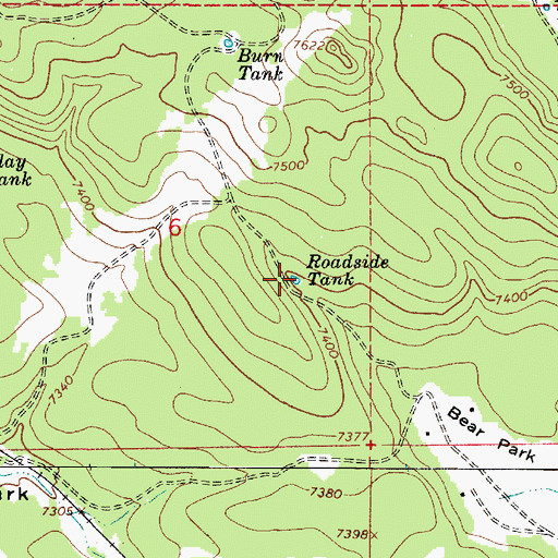 Topographic Map of Roadside Tank, AZ