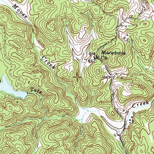 Topographic Map of Moose Dam, GA
