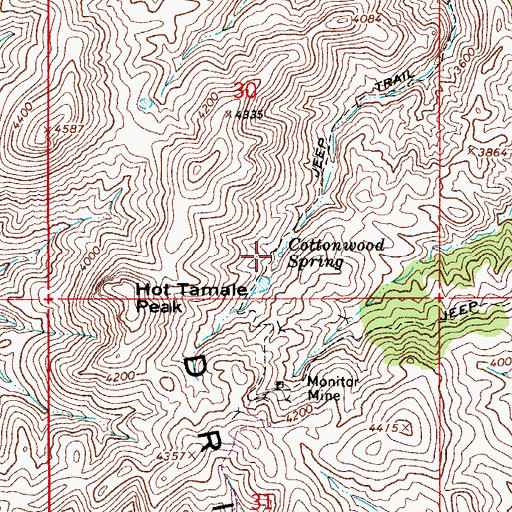 Topographic Map of Cottonwood Spring, AZ