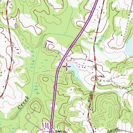 Topographic Map of Settingdown Creek Structure Four Dam, GA