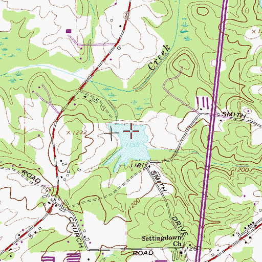 Topographic Map of Settingdown Creek Structure Six Dam, GA