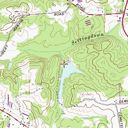 Topographic Map of Settingdown Creek Structure 10 Dam, GA