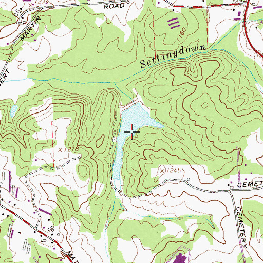 Topographic Map of Settingdown Creek Watershed 10 Reservoir, GA