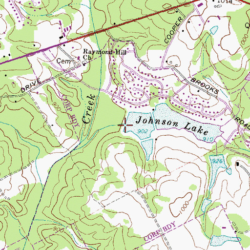 Topographic Map of Johnson Lake Dam, GA