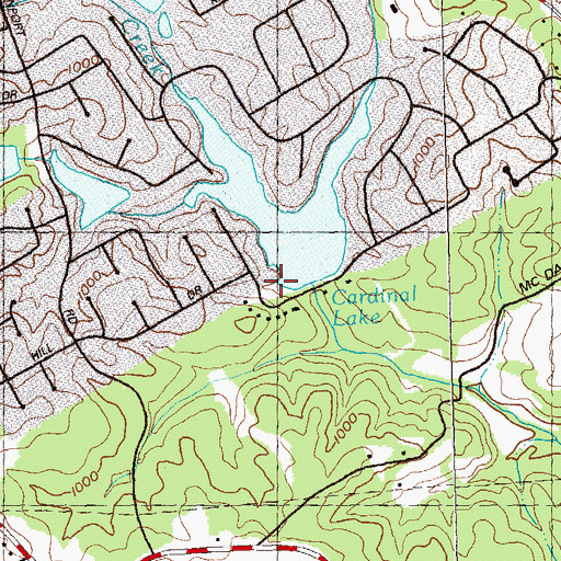 Topographic Map of Cardinal Lake, GA