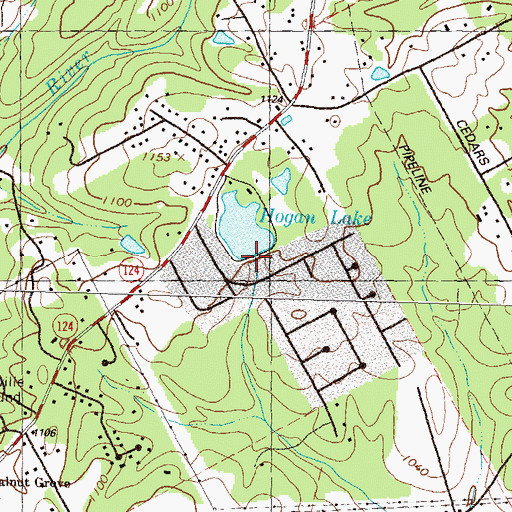 Topographic Map of Hogan Lake Dam, GA