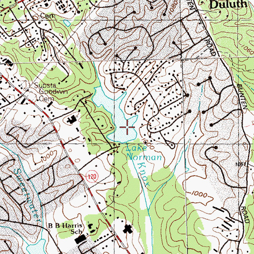 Topographic Map of Norman Lake Dam, GA