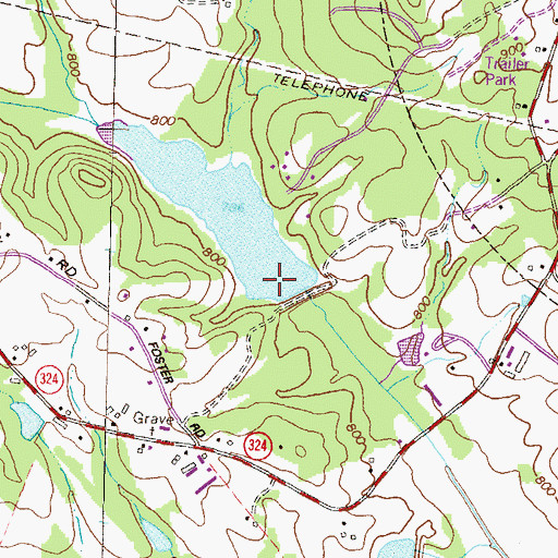 Topographic Map of Watershed Lake Dam, GA