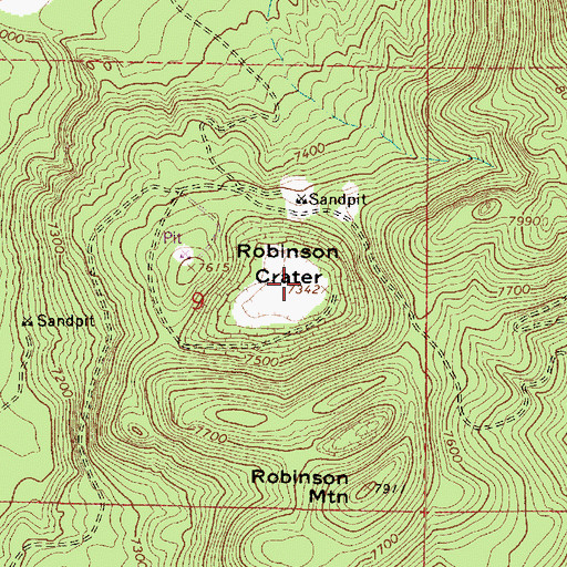 Topographic Map of Robinson Crater, AZ