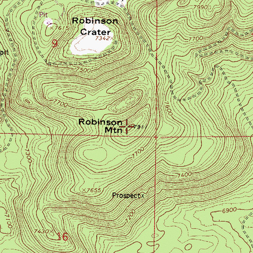 Topographic Map of Robinson Mountain, AZ