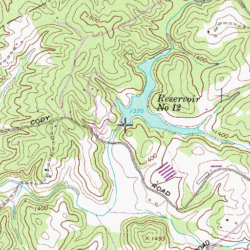 Topographic Map of Hazel Creek Structure 12 Dam, GA