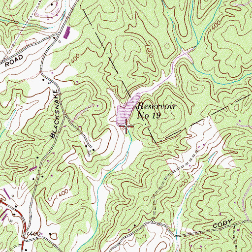 Topographic Map of Hazel Creek Structure 19 Dam, GA