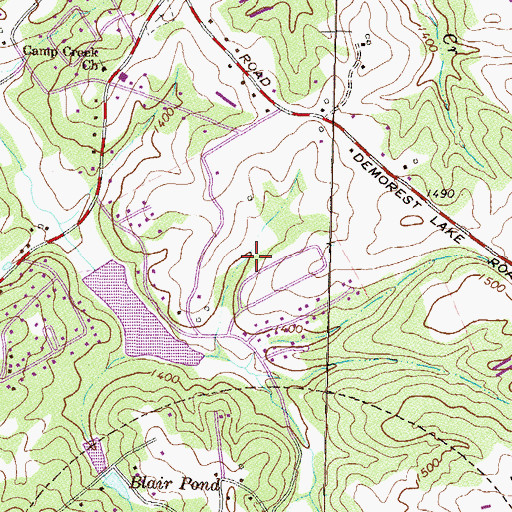 Topographic Map of Hazel Creek Watershed Structure Number Seven Dam, GA