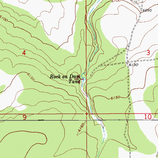 Topographic Map of Rock on Dam Tank, AZ
