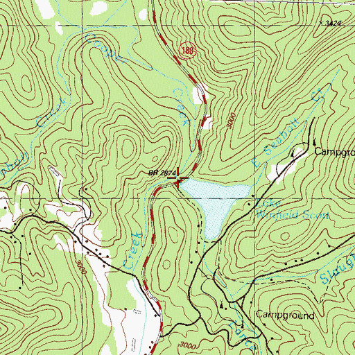 Topographic Map of Lake Winfield Scott Dam, GA