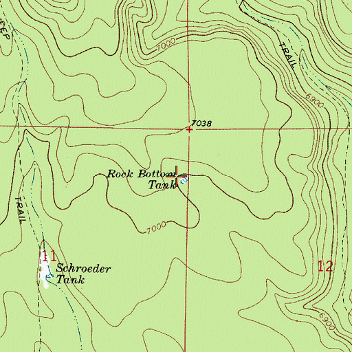 Topographic Map of Rock Bottom Tank, AZ