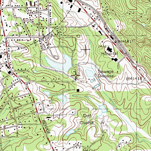 Topographic Map of Perrow Lake Dam, GA