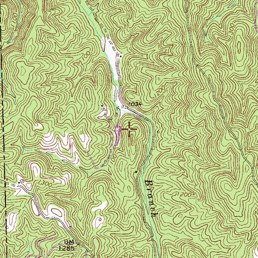 Topographic Map of Tillman Lake Dam, GA