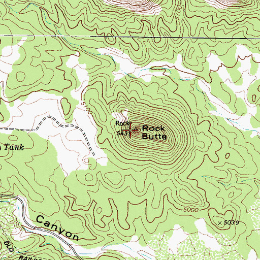 Topographic Map of Rock Butte, AZ