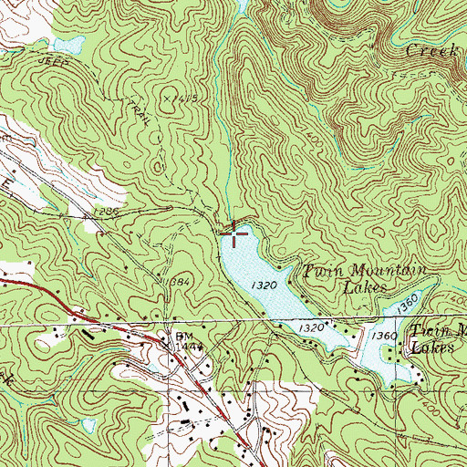 Topographic Map of Upper Twin Mountain Lake Dam, GA