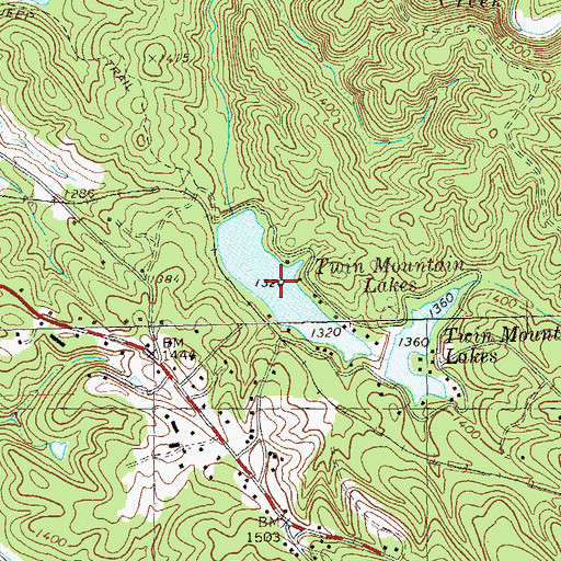 Topographic Map of Upper Twin Mountain Lake, GA