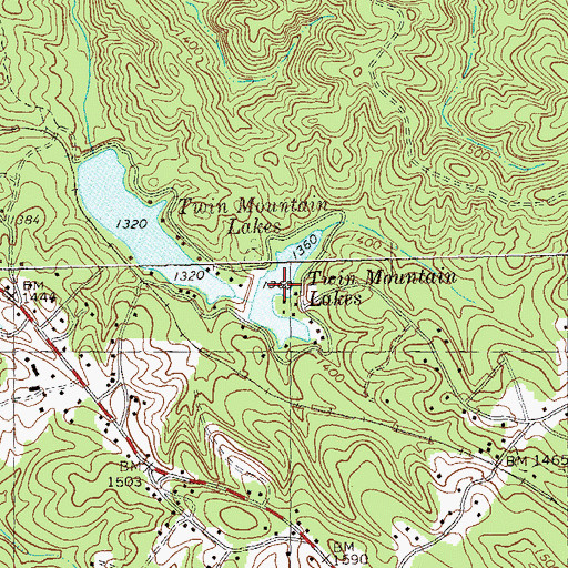 Topographic Map of Twin Mountain Lake, GA