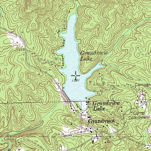 Topographic Map of Grandview Lake Dam, GA