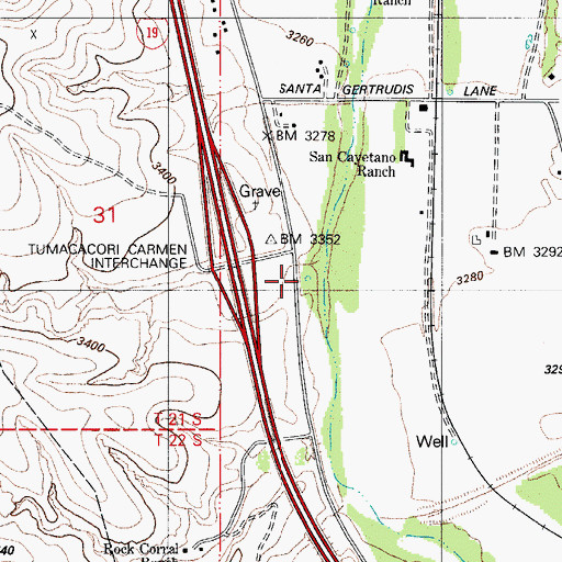 Topographic Map of Rock Corral Canyon, AZ