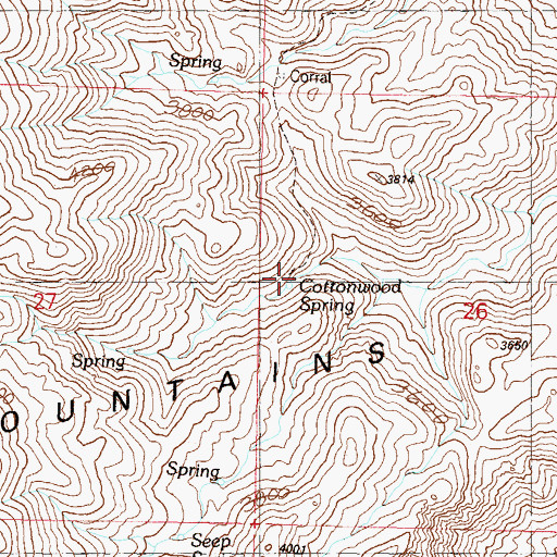 Topographic Map of Cottonwood Spring, AZ