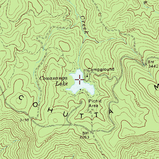 Topographic Map of Conasauga Lake Dam, GA