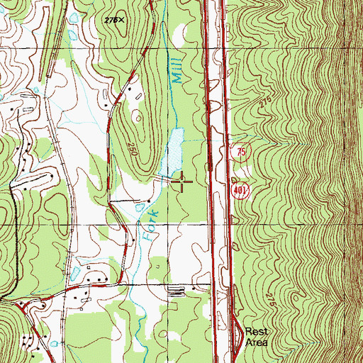 Topographic Map of Mill Creek Watershed Dam Number 10, GA