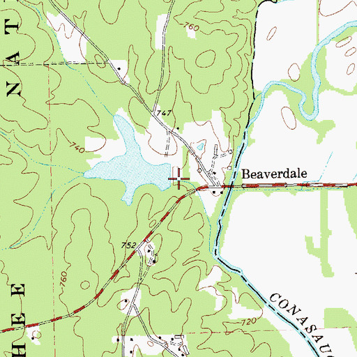 Topographic Map of Ridley Lake Dam, GA