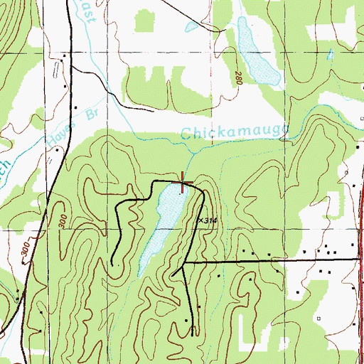 Topographic Map of Collins Lake Dam, GA
