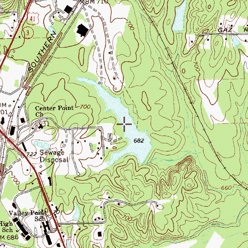 Topographic Map of Crown Mill Lake, GA