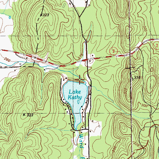 Topographic Map of Lake Kathy Dam, GA