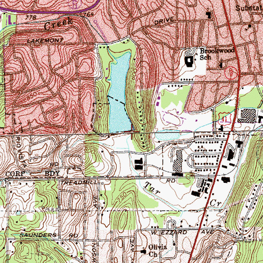 Topographic Map of Lakeshores Lake Dam, GA