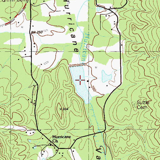 Topographic Map of Hurricane Valley Estates Lake, GA