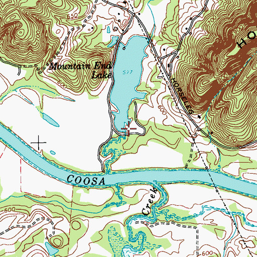 Topographic Map of Mountain End Lake Dam, GA