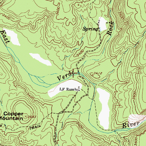 Topographic Map of Rock Creek, AZ