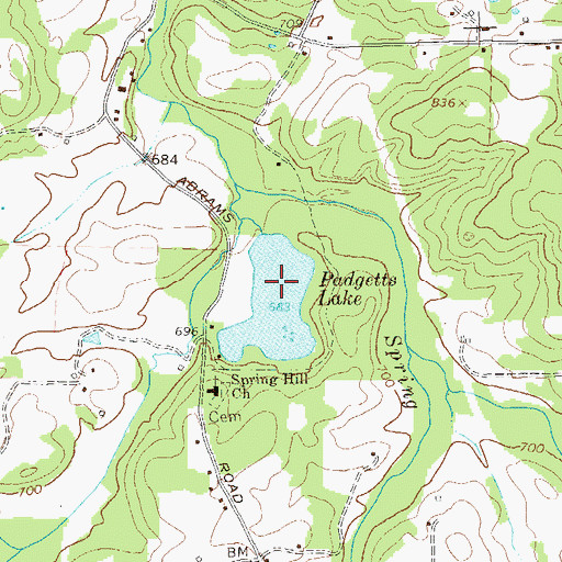 Topographic Map of Padgetts Lake Dam, GA