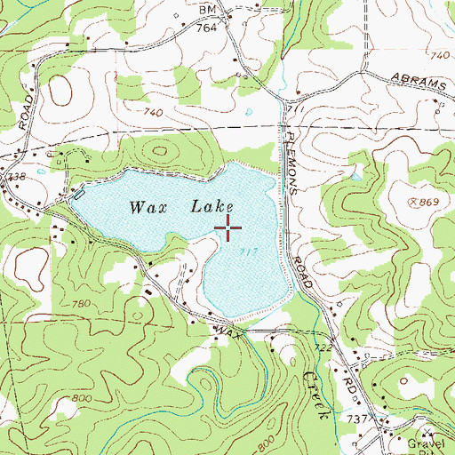 Topographic Map of Wax Lake Dam, GA