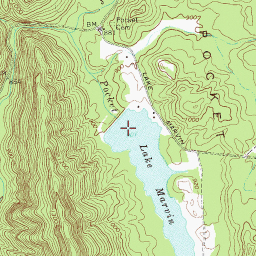 Topographic Map of Lake Marvin Dam, GA